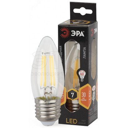 Лампа LED 7Вт 220В 2700К 695Лм Е27 филаментная F-LED B35-7W-827-E27